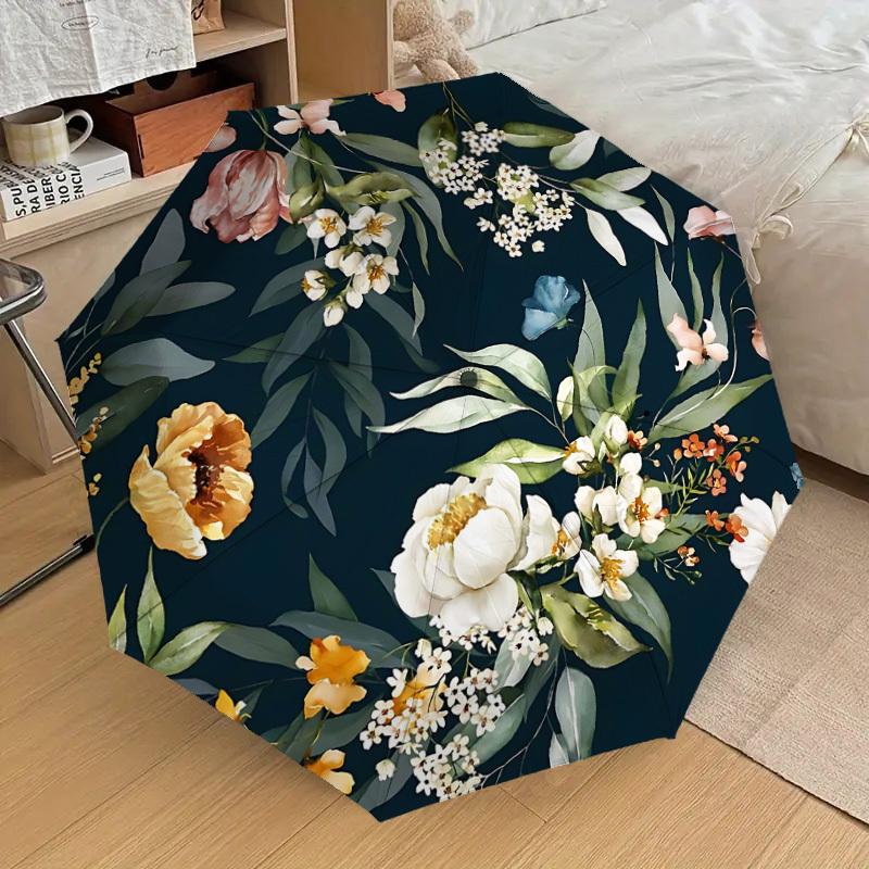1PC Floral Pattern Umbrella-8-Rib Reinforced Portable Folding Travel Suitable for All Seasons Outdoor Daily Use Is an Ideal Choice  -K0414