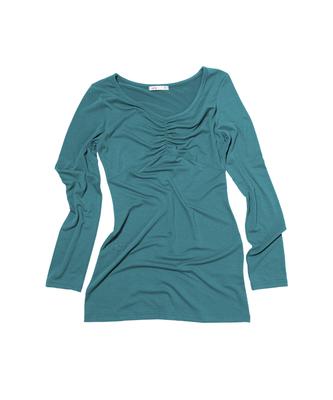 KAIFAI Pinch Shirred Long Sleeve (Blue Green) K26Zb729