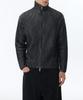Two-Tone Ribbed Knit Zip-Up [Black/Grey]