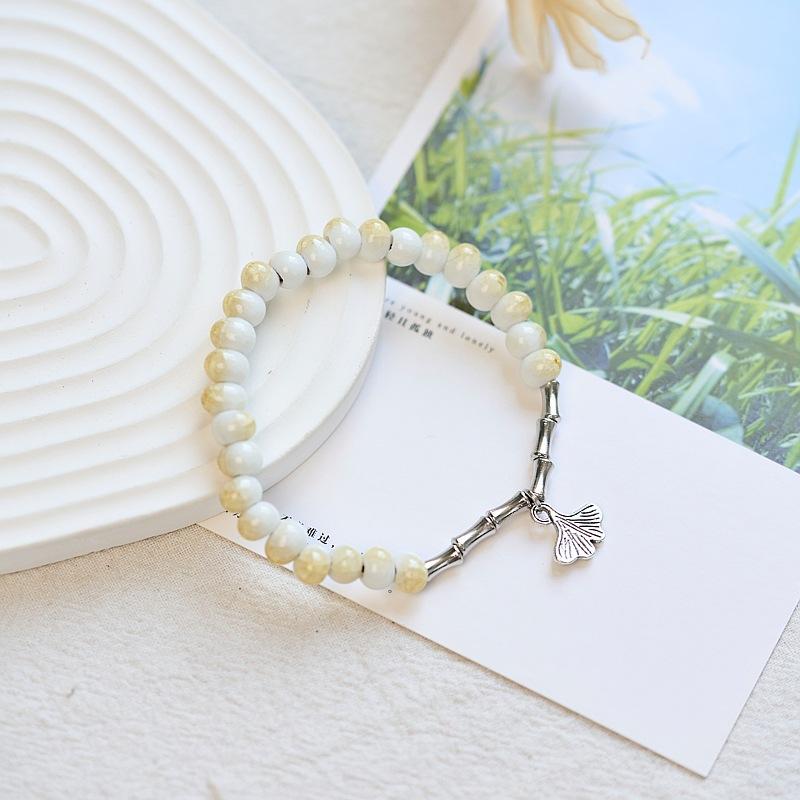 Original Design New Chinese Jingdezhen Ceramic Bracelet Student Literary Bamboo Arrival Porcelain Bead Bracelet Female Wholesale
