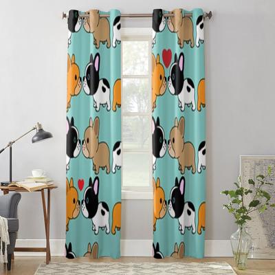 Cartoon Puppy Bulldog Window Curtains For Living Room Kitchen Modern Curtains Home Decor Blinds Drapes