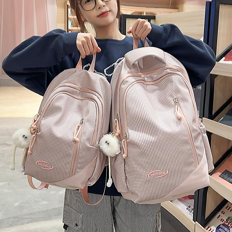 Children's Schoolbags Elementary School Students  Girls Junior High School Students  High School Students  Large Capacity Splicing Backpacks