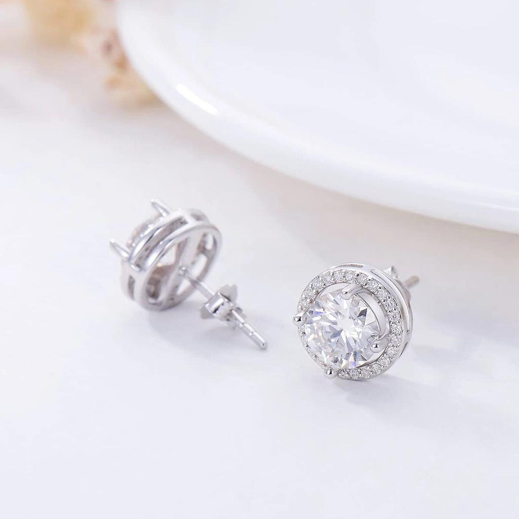 D Farbe 100% Moissanite Ohrring 0,5 ct 1,0 ct Rund Brillant Diamant 925 Sterling Silber Ohrstecker Geburtstagsgeschenk Edlen Schmuck