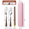 Portable 1010 Portuguese Stainless Steel Cutlery Set with Wooden Chopsticks - Knife, Fork, Spoon