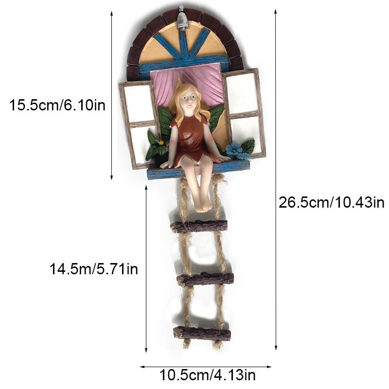 

Ladder House Fairy Hanging Ornament Garden Tree Sitting Statues Yard Home Decor
