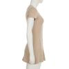 Women Beige V Neck Button Front Short Sleeve Knit Bodycon Mini Dress