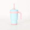 14oz Color Block Straw Cup for Kids - Stainless Steel Thermos with Handle