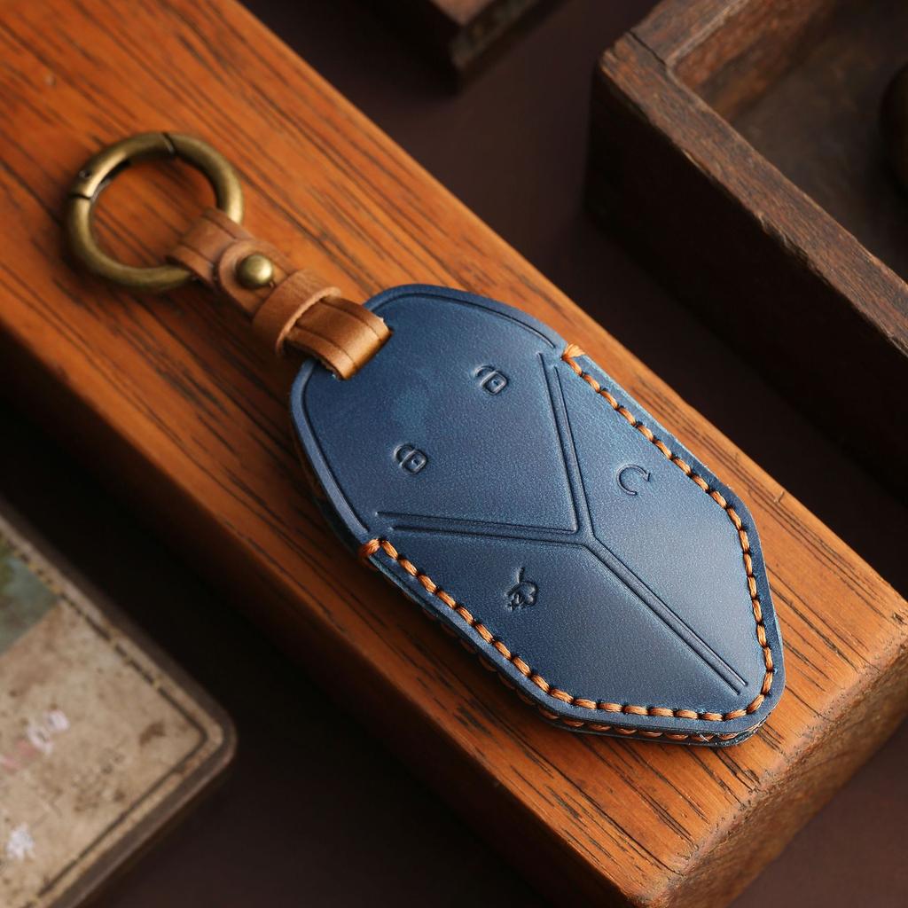 Genuine Leather Manual Key Cover Case Remote Car for BYD Equation Leopard Car Accessories Keychain Holder