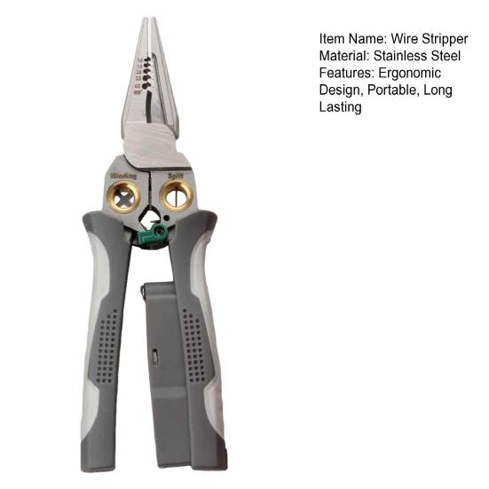 8-in-1 Wire Stripper with Voltage Tester Non-Slip Handle Ergonomic Design Multi-function Electric Wire Cutter Cable Stripping Tool