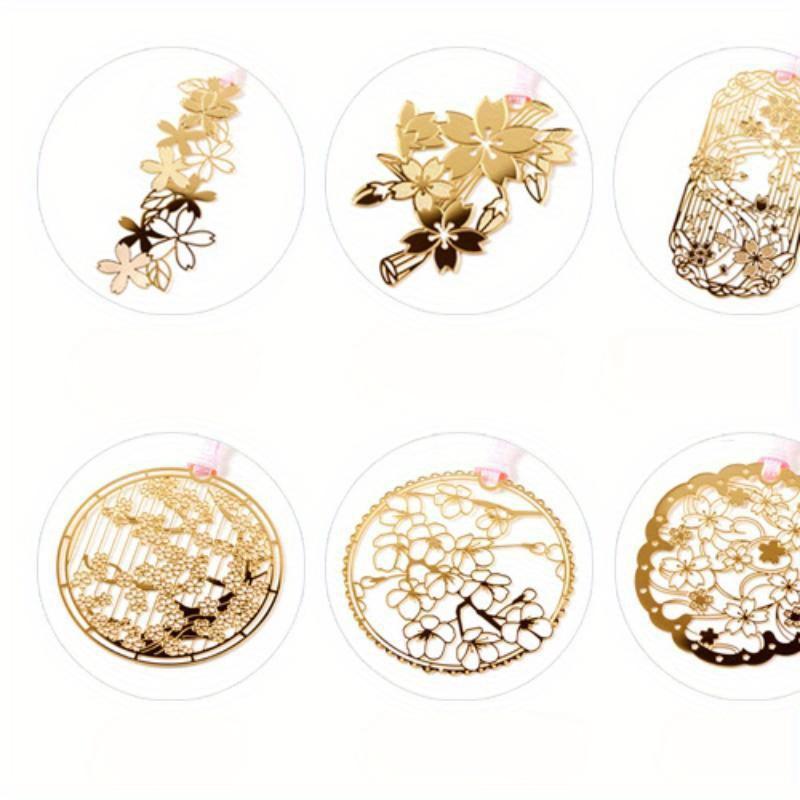 Cherry Blossom Series Chinese Style Hollow Bookmark Creative Small and Mini Brass Bookmark Page Clip