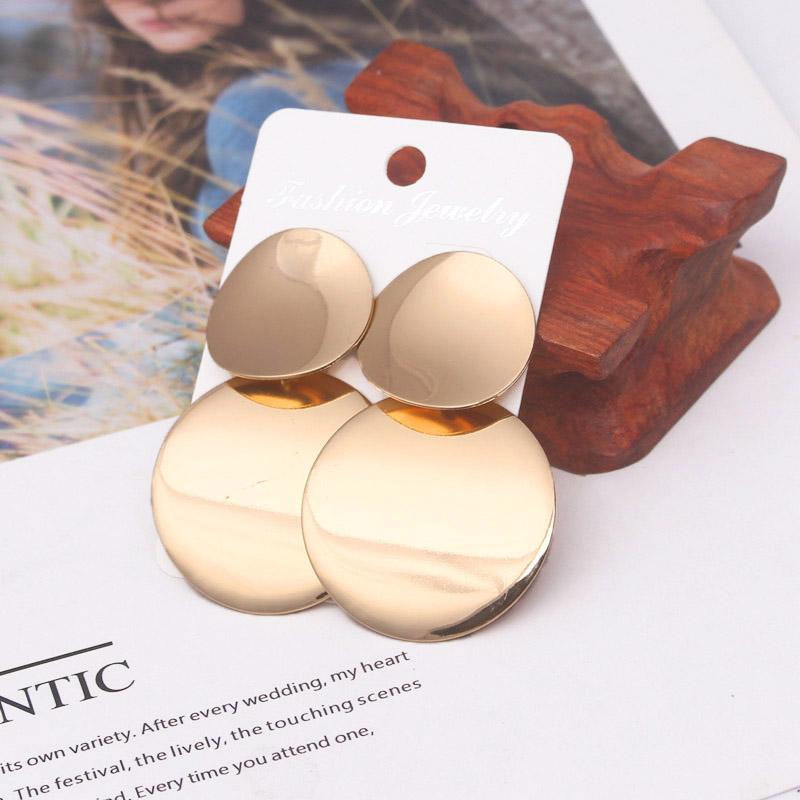 

New Fashion Uneven Drop Earrings for Women Double-layers Round Pendants Dangle Earrings Heavy European Ear Jewelry pendientes