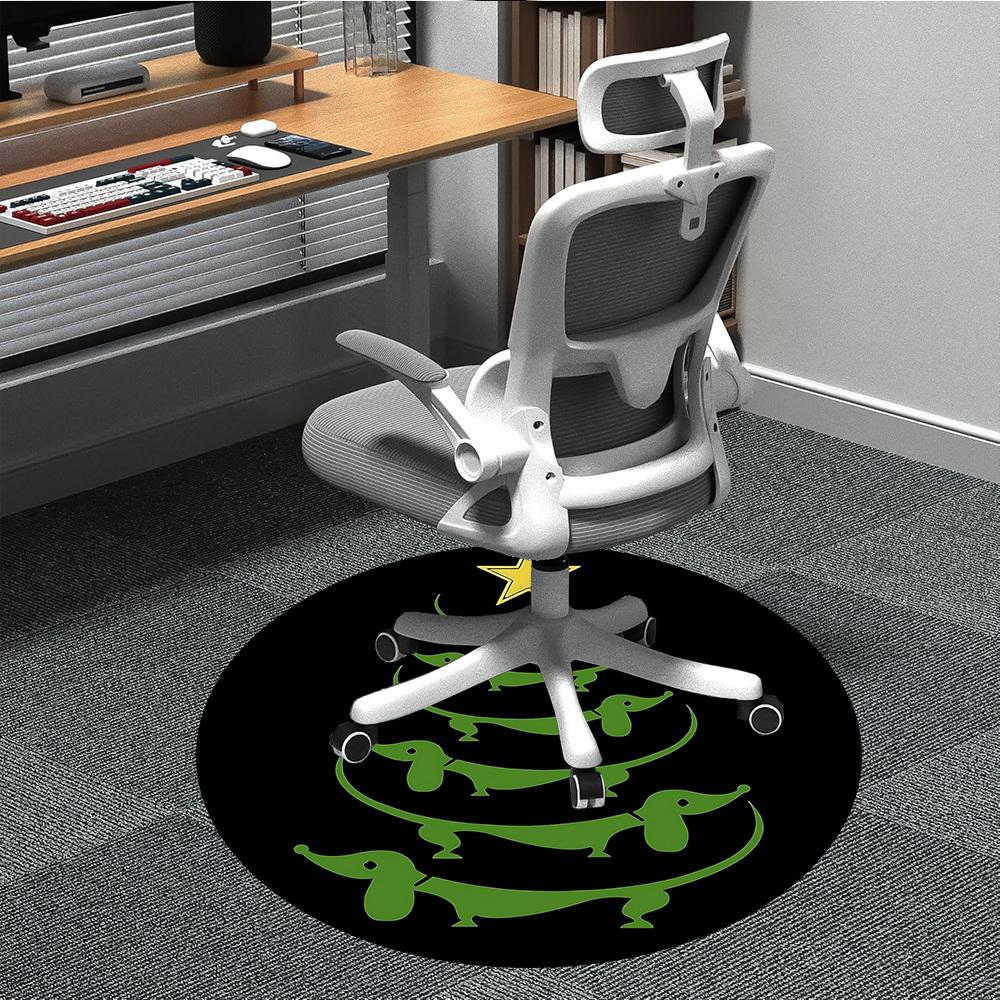 1 Stück Dackel Weihnachtsbüro Runder Teppich, Matte Geeignet Für Büro, Unter Bürostühlen Schlafzimmer Wohnzimmer Heimdekoration, Zimmerdeko