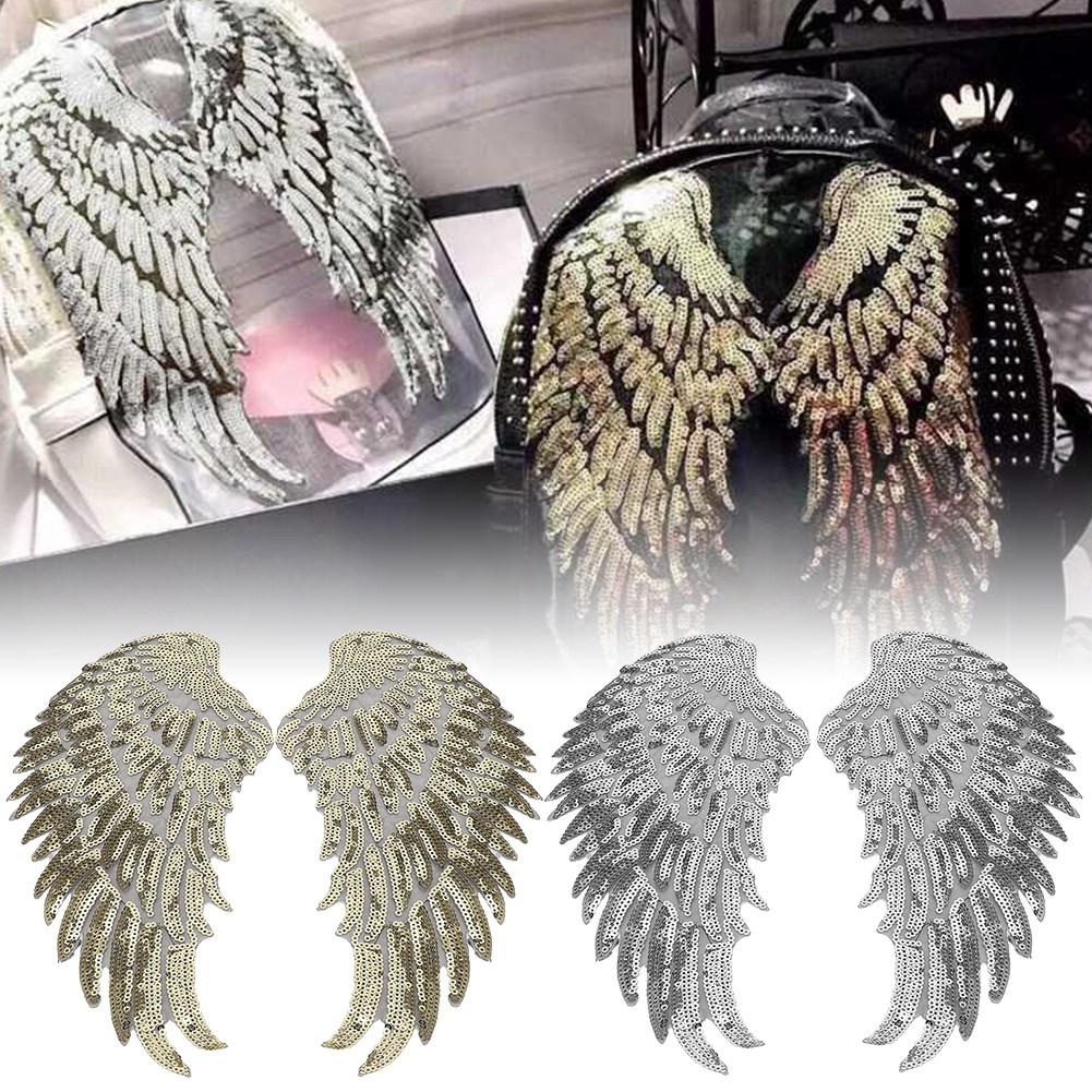 2 Par DIY Klädvinge Paljettlapp Applikation Kläder Klänning Kjol Dekorativa Tillbehör