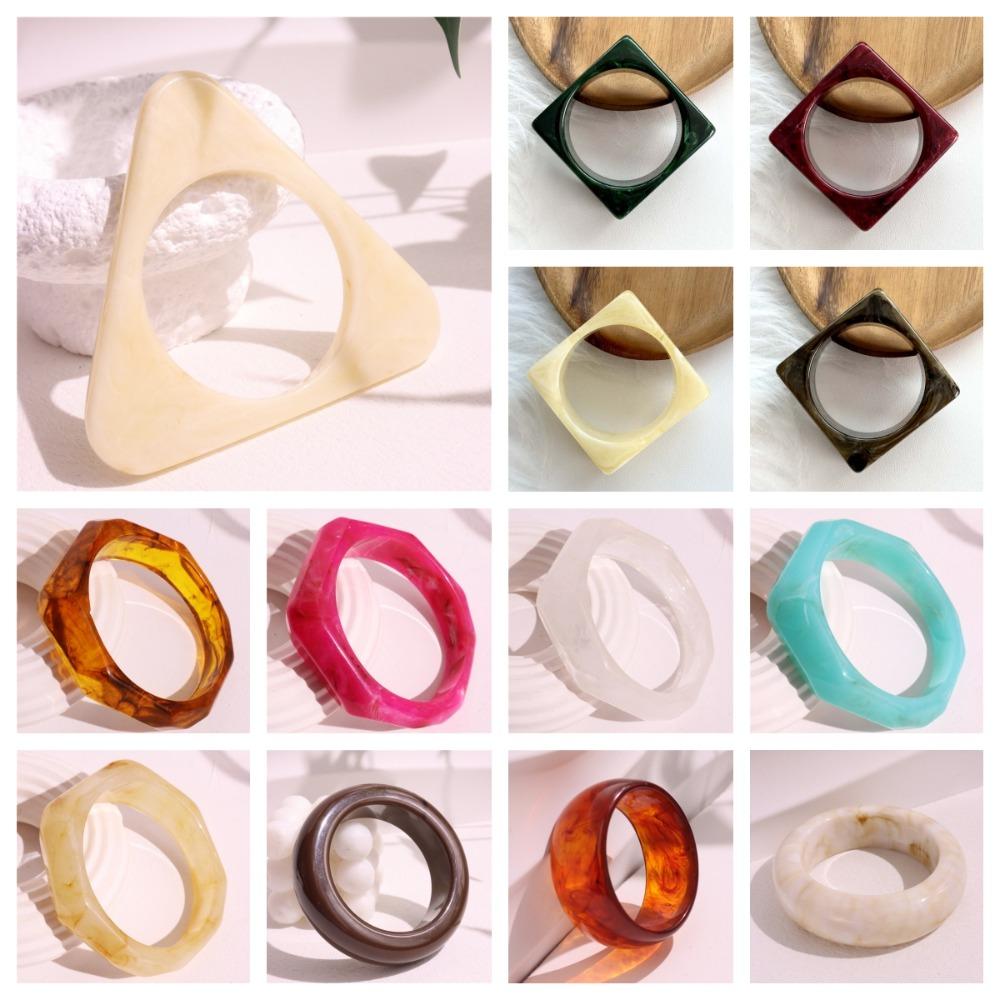 Geometric Resin Bangles Irregular Retro Hand Ring Temperament Chunky Bracelets  Lady