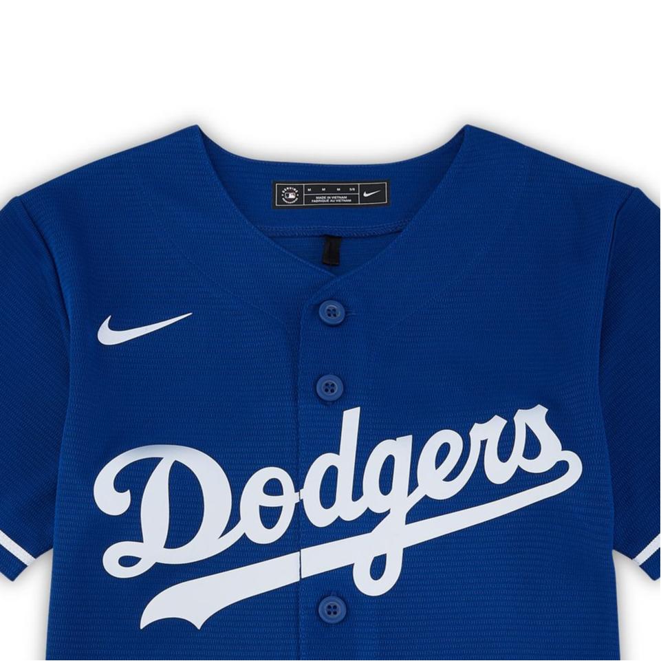 Nike Logo Letter Pattern Single Row Button Round Neck Short Sleeve T-Shirt Kids Tops Blue DZ3696-483