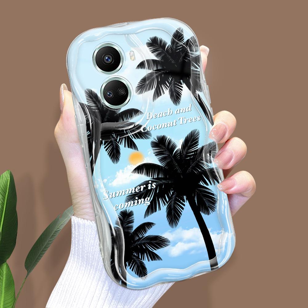For Honor 90 Lite P30 Pro Infinix Hot 30 40 40i 40 Pro Smart 8 Pro Vivo V29e V30e Beach Coconut Trees Cream Texture Soft Silicone Phone Casing