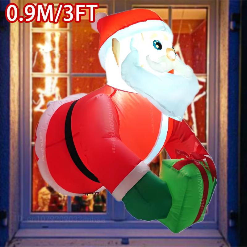 

1pc Inflatable Climbing Window Santa Claus Carrying Gift Pack Model Built-in LED Lights Christmas Party Holiday DIY Decorations US Plug