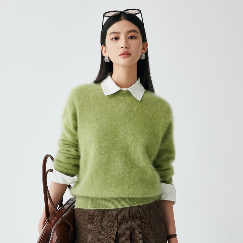 

Paluo 0-Sense Brushed 100% Cashmere Women s Round Neck Sweater L 165/105