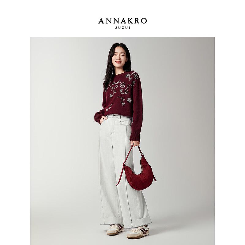 Juzui Annakou Women's Hollyhock Embroidered Knit Sweater