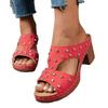 Women’s Platform Rhinestone Roman Block Heel Slide Sandals