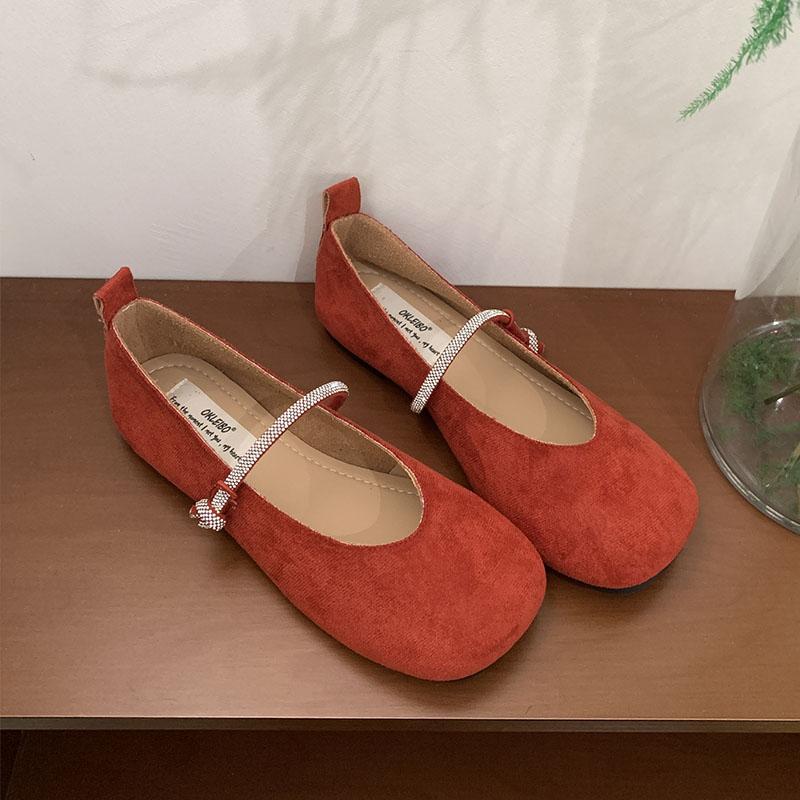

Мода Мода Стразы Женские Мэри Джейн Балетки Обувь Мягкая Женская Квадратный Носок Обувь Неглубокие Женские Балетки Обувь Лолита 35 красный