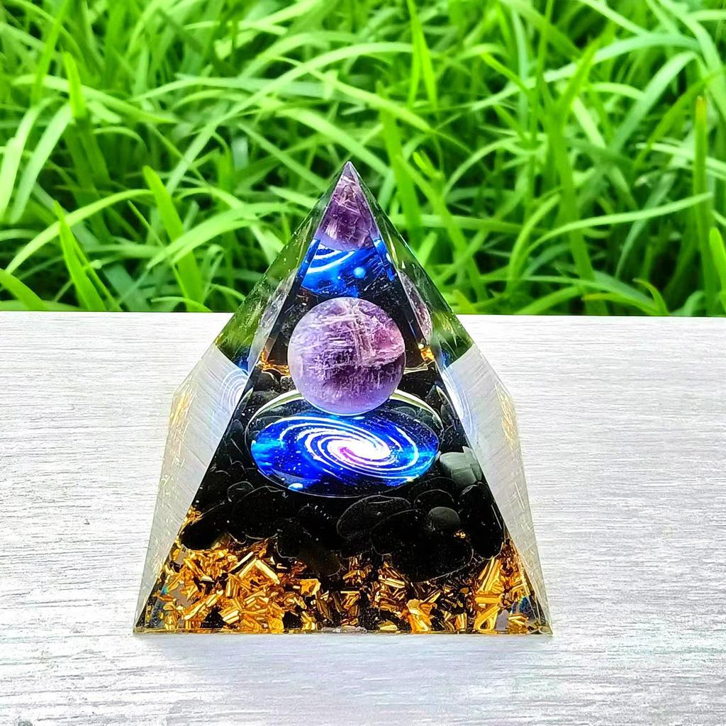 Crystal Stone Pyramid Resin Decor: Home, Office, Car Ornaments