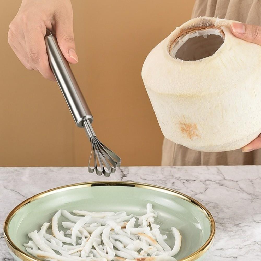 Stainless Steel Coconut Opener Tools Rubber Hammer Multi-functional Coconut Puncher Heavy Duty Wooden Handle Coconut Breaker Kit