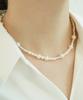 Alleun Swarovski Pearl Bead Necklace Silver 925 Asymmetrical