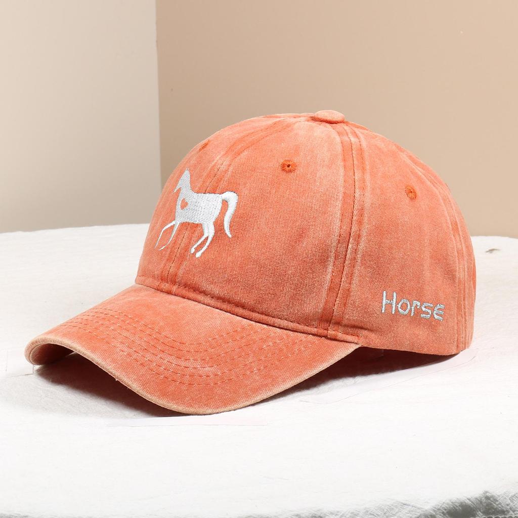Love Horse Embroidered Cotton Baseball Cap - Casual Outdoor Sun Protection Hat