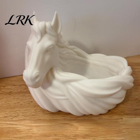 Desk Accessory Bowl White Horse Key Bowl, 3D Printed Decorative Dish, Holder Unique Container for And Jewelry Storage, Entrance Cabinet Desktop