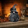 Faceless Wizard Figurine Hat Gnome Figurine, Mystical Home Decor Statue with Crescent Pentagram Black Rose Gothic Bookshelf Decoration Rune