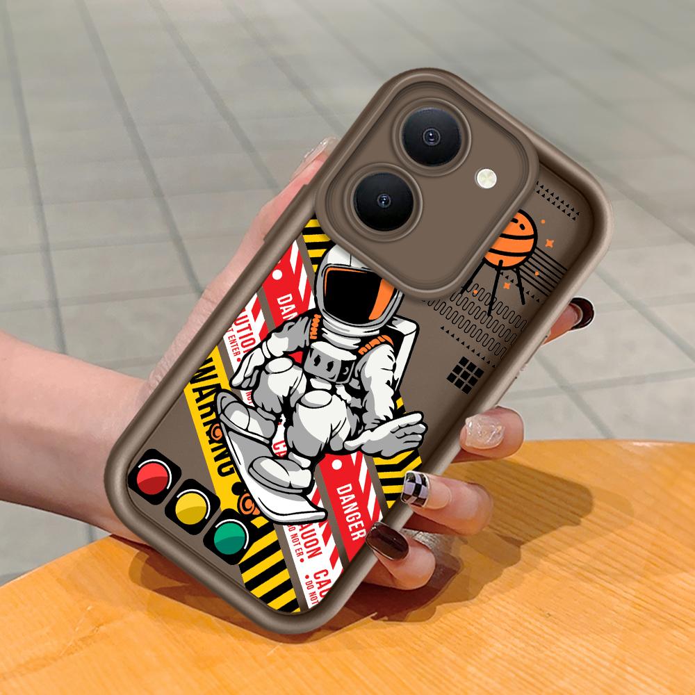 

Мягкий силиконовый квадратный чехол с рисунком лестницы для телефона, полное покрытие, противоударный защитный резиновый чехол для камеры для Vivo Vivo Y50 коричневый