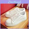 Timeless White Korean Female Flat Leather Sneaker For Sports And Students