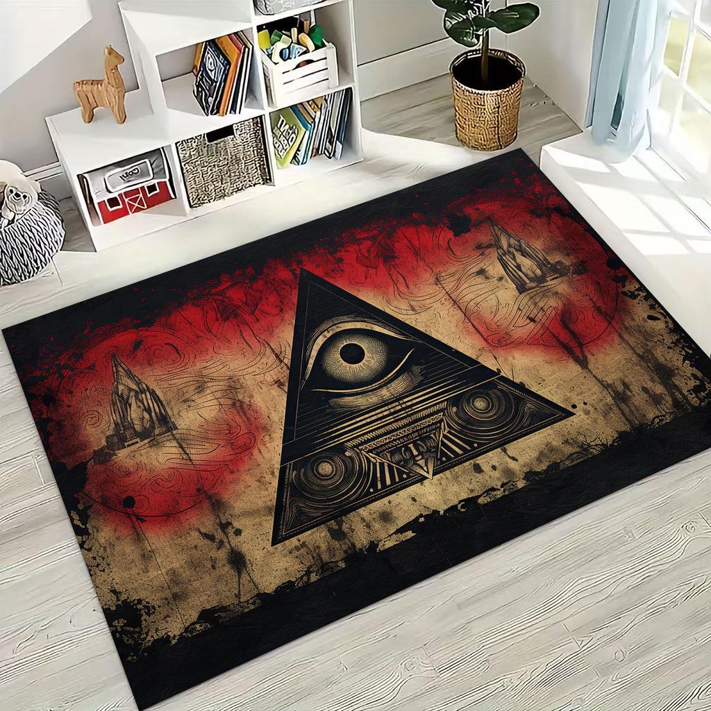 Krásné Vševidoucí oko zednářství Zlé oči Koberec do ložnice obývacího pokoje k pohovce Domácí rohožka Dekor, Dětská hrací protiskluzová podložka na podlahu