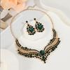 Women Crystal Necklace Earrings Indian Bridal Jewelry Sets Brides Wedding Party Costume Accessories