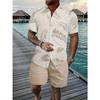 Hawaiian Men's Shirt Set 3D Printed Short-Sleeve Shirt Set Summer Beach Collared Two-Piece Shirt