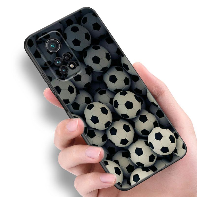 Fire Football Soccer Phone Case For Xiaomi Mi A2 8 9 SE Note 10 10T 11 12 Lite 9T 11T 12S 12T Pro A3 6X 12X Soft TPU Black Cover