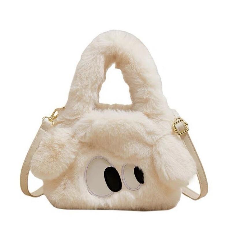 Winter New Plush Bag Doll Fluffy Shoulder Bag Cute Big-eyed Puppy Bag Portable Messenger Bag Bag Female