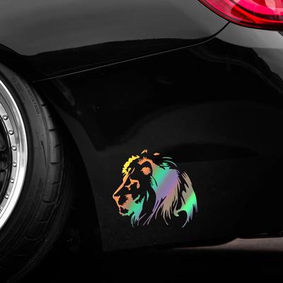 17x16.5cm Lion Head Pattern Reflective Car Stickers Auto Vinyl Film Laser Decals Motorcycle Auto Body Window Decor Accessories