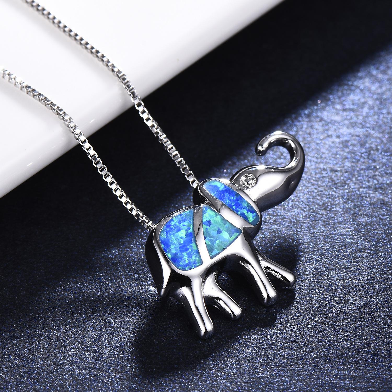 

Европейское и американское персонализированное ожерелье-подвеска в виде милого слоника сине-белого цвета, цепочка для ключицы