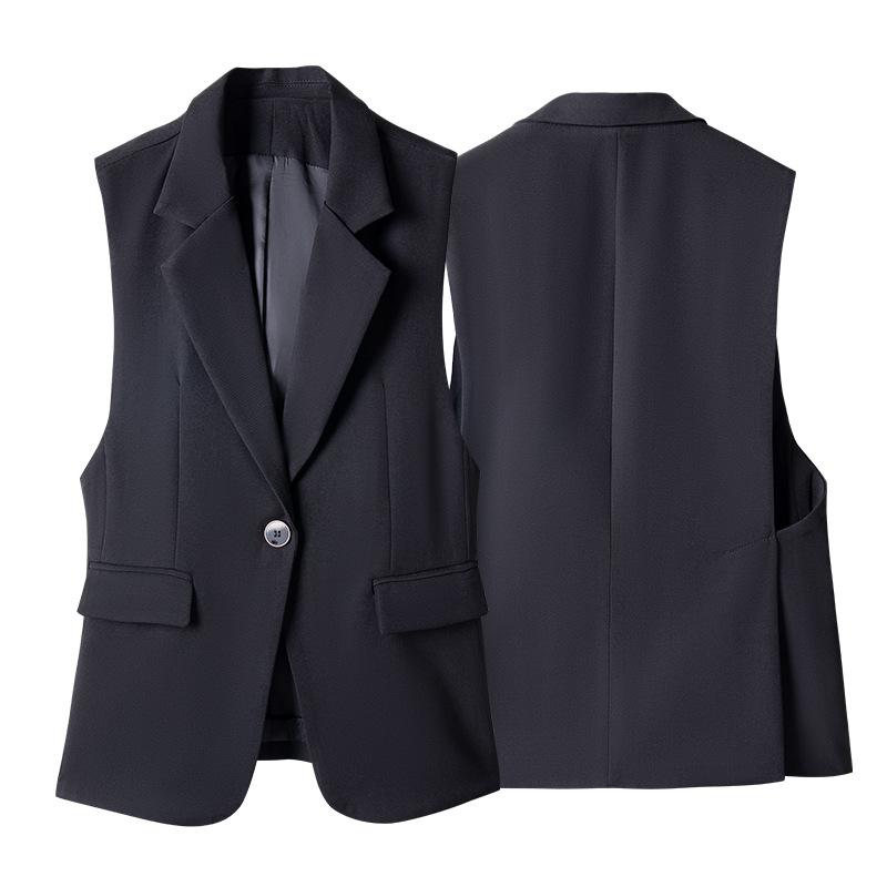 New Retro Stacked Suit Vest Jacket for Women French British Style V-neck Short Waistcoat Vest Outer Wear