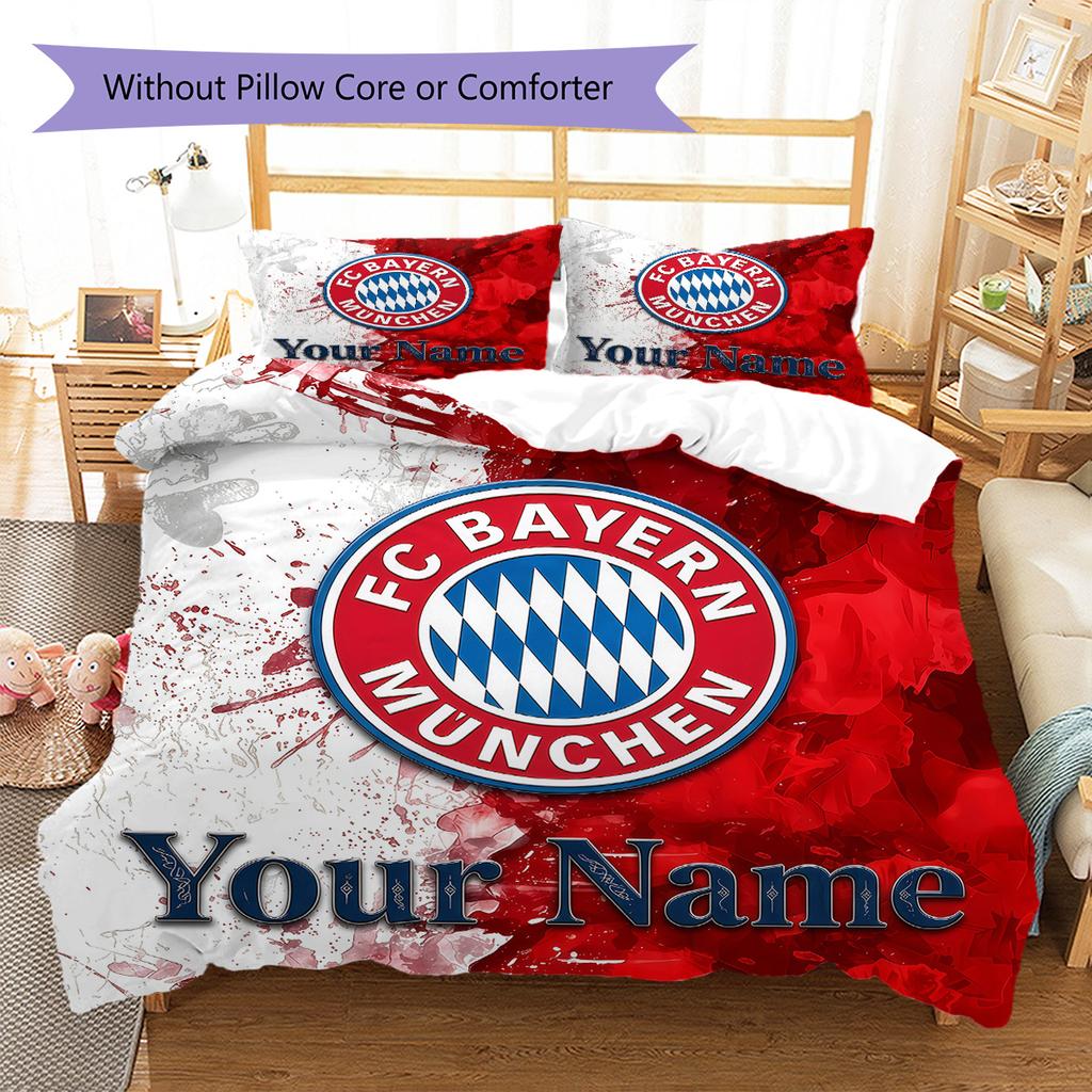 Biancheria da letto personalizzata FC Bayern Monaco, Set piumone Copripiumone Federa Regalo di Compleanno per la Casa(1 * copripiumino + 2 * federa, senza nucleo) -HE61