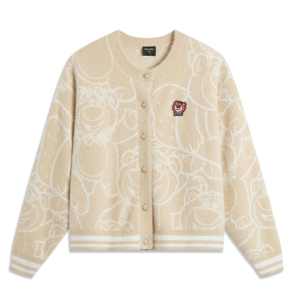 Li Ning × Disney Collaboration Pixar Strawberry Bear Series Cartoon Single-Breasted Comfortable Breathable Loose Long Sleeve Knit Sweater AMBU302-2