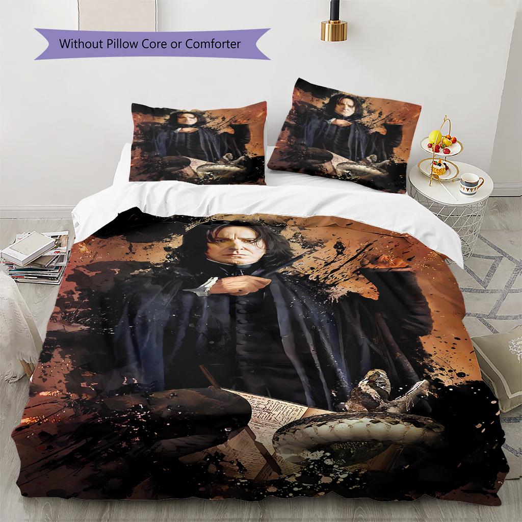 Severus Snape Pattern Bedding Quilt Set Quilt Cover Pillowcase Home Decoration Gift (1 * duvet cover + 2 * pillowcase, without core)