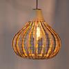 JOYINLED Bamboo Chandelier Handwoven Rattan Pendant Light Wicker Lamp Shade Ceiling Light Fixture Weave Hanging Light 35CM