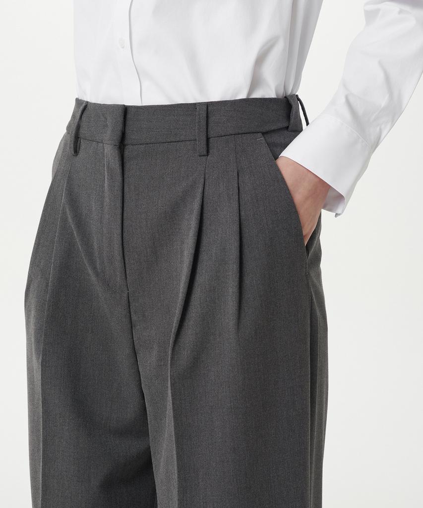 MUSINSA STANDARD WOMAN Women'S Lightweight High-Waisted Wide Hidden Banding Slacks [Medium Gray]