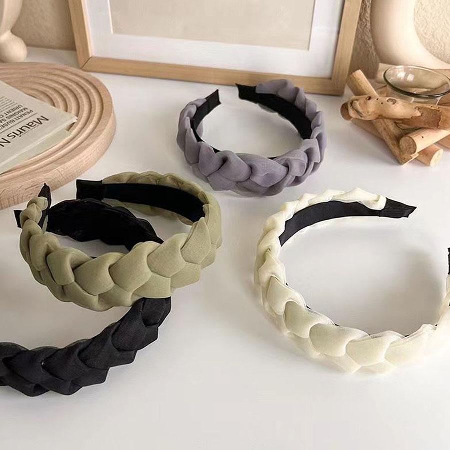 Vintage Fabric Twist Braided Hairband Jednokolorowy Hari Hoop dla kobiet Modne akcesoria do włosów