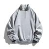 Men's Pink Beige Color Block Half Zip Sweatshirt, Casual Stand Collar Quarter Zip Pullover Top
