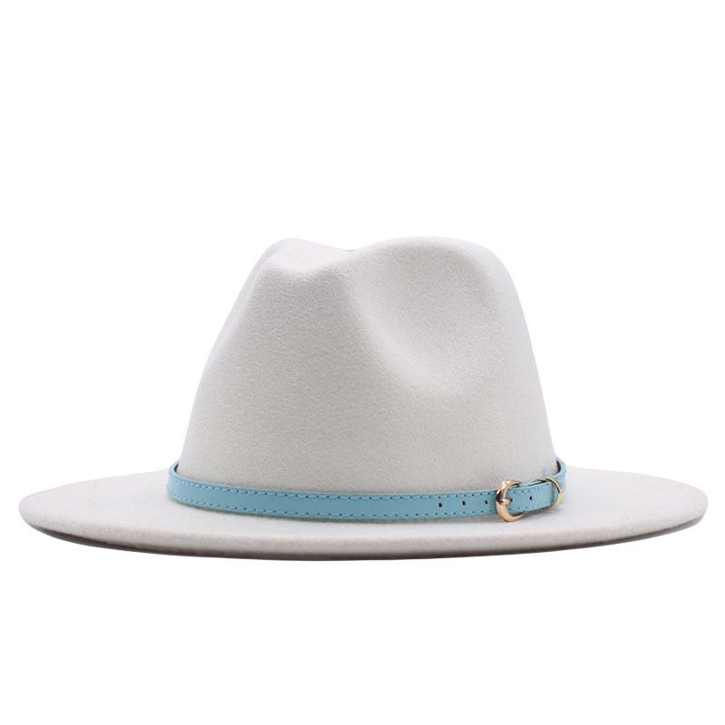 European and American style spring and autumn winter imitation felt big brim hat British retro woolen top hat men's and women's travel Panama jazz hat