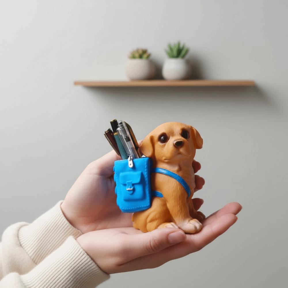 Waterproof Dog-Shaped Pencil Cup Resin Stationery Storage Box Makeup Brush Holder  Students